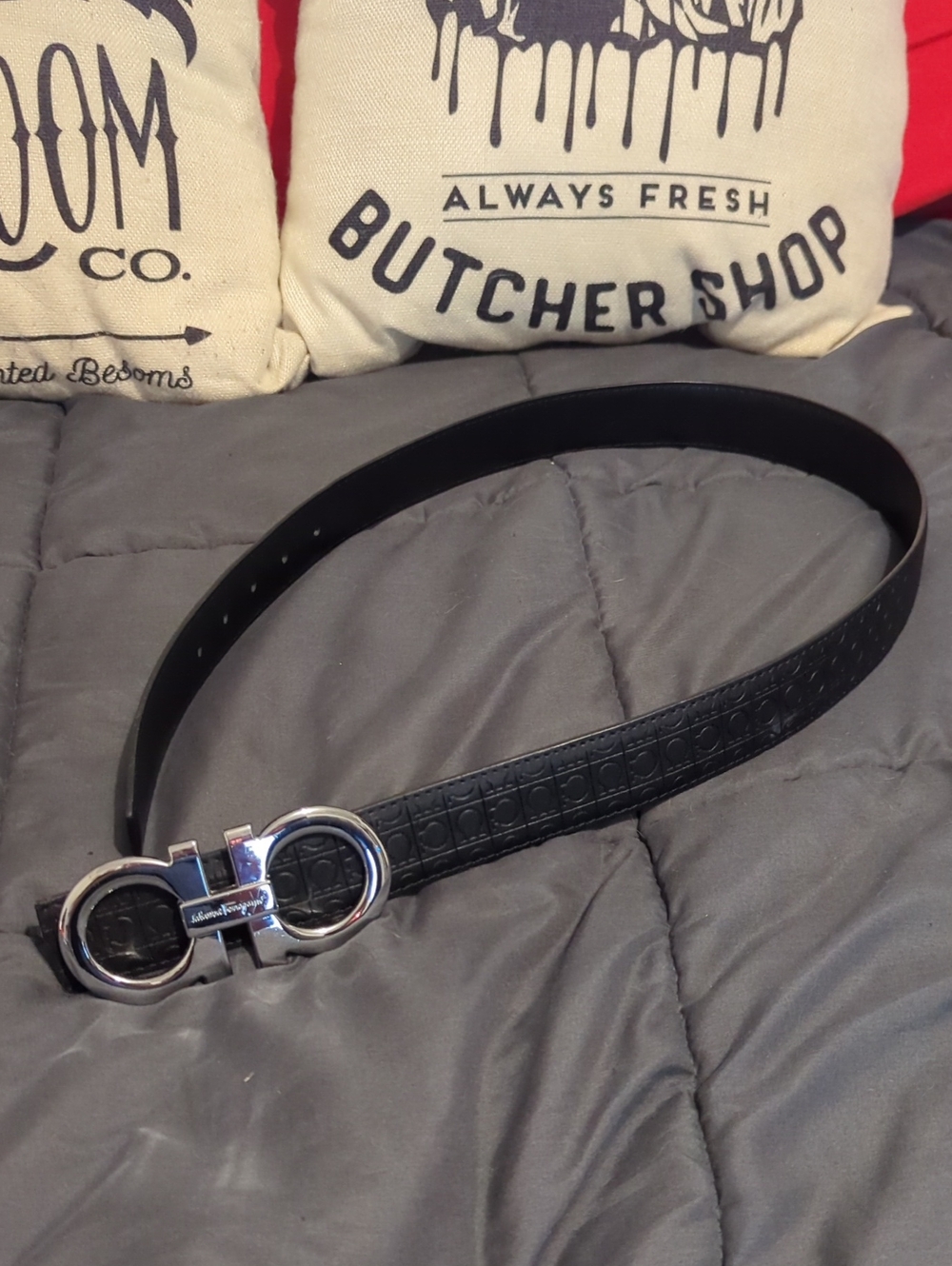 Salvatore Ferragamo Black Leather Gancini Buckle Belt -1700 MSRP